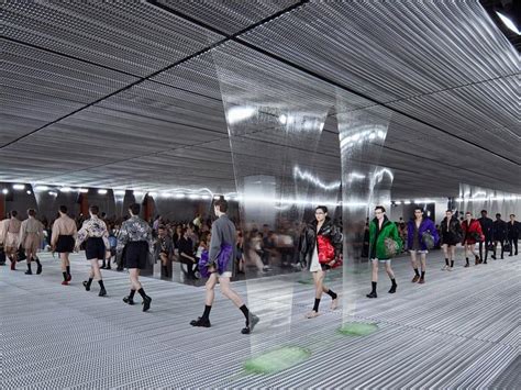 prada show liquid|Slime drips from the ceiling at Prada menswear show .